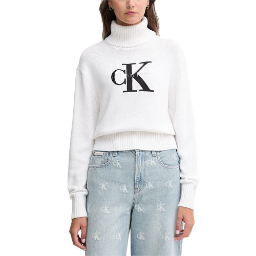Calvin Klein Γυναικεία πλεκτή μπλούζα Chenille Monologo Sweater